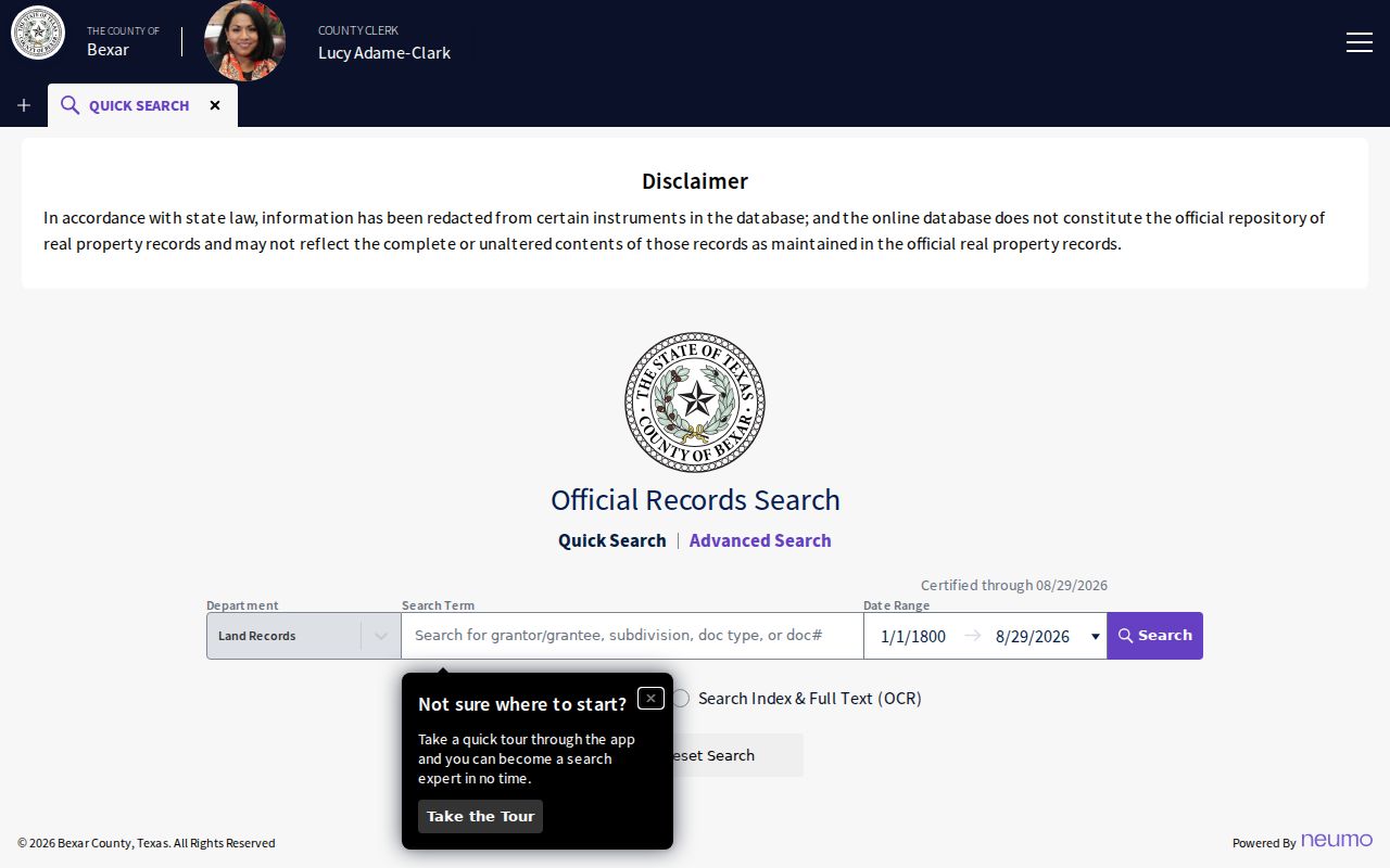 Bexar County residents directory official records search controls