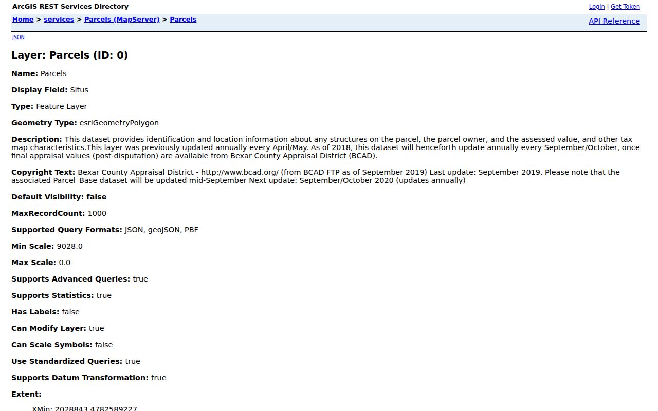 Bexar County neighbors parcel GIS field list