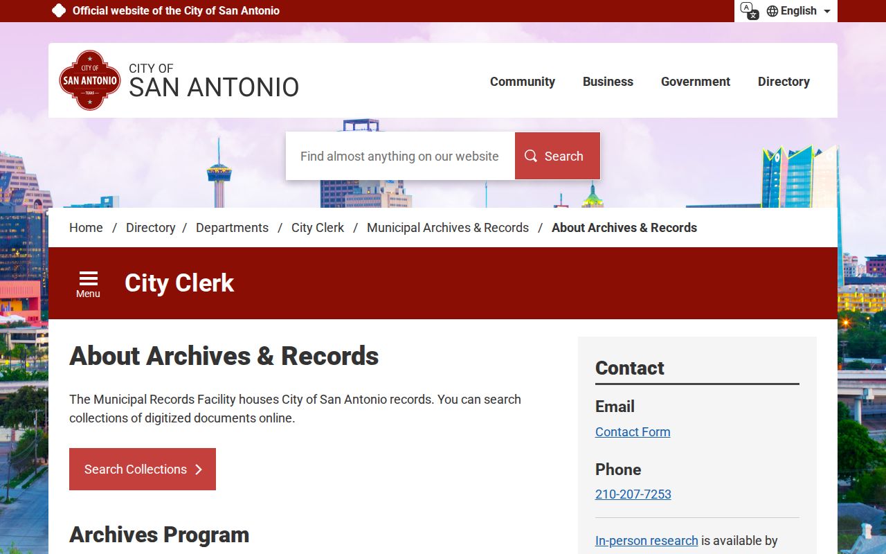 Bexar County previous residents research at San Antonio Municipal Archives and Records
